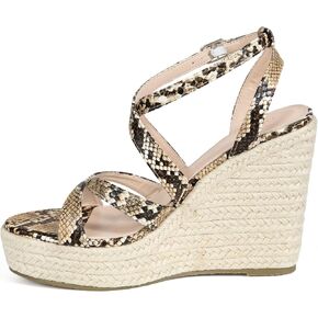 Allegra K Women's Snake طباعة strappy espadrilles wedge heel platform