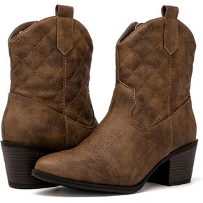 GLOBALWIN Women's The Western Wear Fashion Cowboy Cowgirl Free Birds Country Concert Disco Outfits Low Heel Walking Boots For Ladies