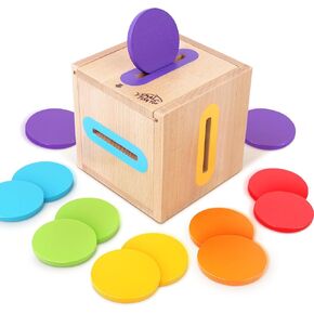 Montessori Toys for Toddlers 1 2 3 Year Old : Wooden Sensory Color Sorting Toys for 1-3 Year Old, Object Permanence Fine Motor Skills Toys, Wooden Learning Matching Games for Baby Boys Girls Gifts