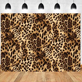 LTLYH 7x5ft Fabric Leopard Print Backdrop Skin Pattern Cheetah Black Brown Spots Photography Backdrop Baby Shower Leopard Banner Cake Table Decorations Photo Booth Studio Props 291