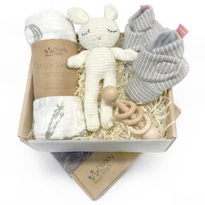 Moody Park Baby Gift Basket - Gender Neutral Baby Items, Baby Boy Gift Set, Baby Shower Basket, Baby Welcome Box, Baby Boy Gift Basket, New Born Boy Baby Gift