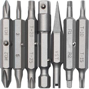 MEGAPRO® Replacement Bit Pack - The HVAC | 6 Double Ended Bits + 1/4" Socket Adapter | Schrader Valve Bit | Square Awl bit for punching sheet metal