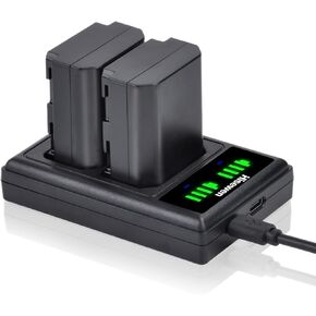 Hisewen NP-FZ100 Battery 2 Pack 2280mAH, Dual USB Charger Compatible with Sony Alpha A7III, A7RIII, A9, A7R3, A7RIV, A7SIII, A6600, A7C, A9II, FX3 Camera.