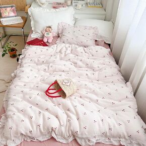 BuLuTu Muslin Duvet Cover Set for Kids Toddler - 1 Duvet Cover 47"x 59" and 1 Pillow Case 12"x 20"