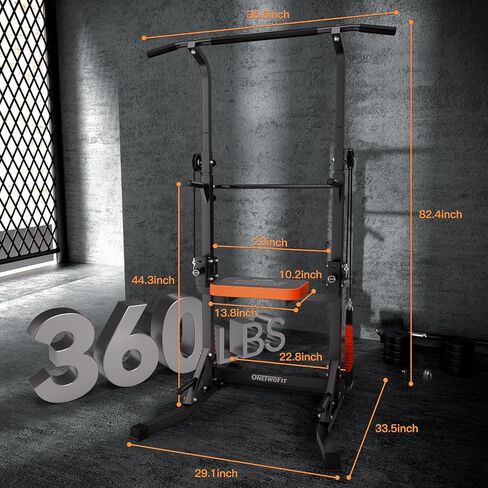 ONETWOFIT Power Tower Pull Up Bar Station, Multi-Function Adjustable Height Foldable Dip Station for Home Gym Workout, Heavy Duty Strength Training Fitness Equipment, Pull Up Stand 400LBS in Saudi Arabia