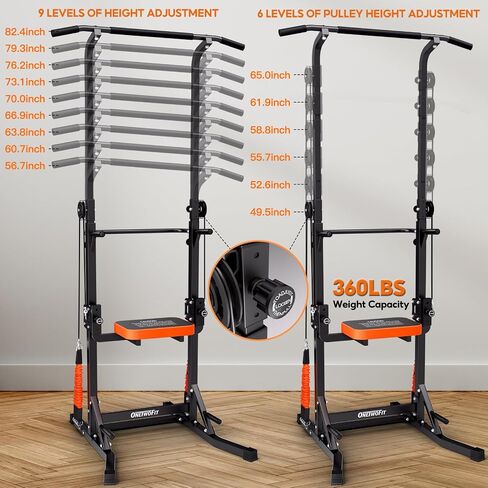 ONETWOFIT Power Tower Pull Up Bar Station, Multi-Function Adjustable Height Foldable Dip Station for Home Gym Workout, Heavy Duty Strength Training Fitness Equipment, Pull Up Stand 400LBS in Saudi Arabia