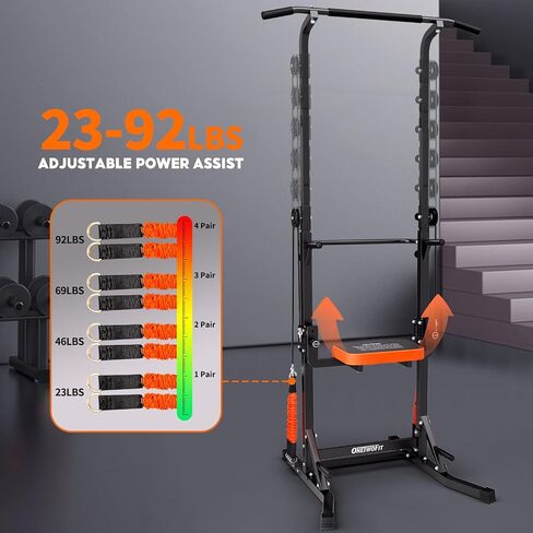 ONETWOFIT Power Tower Pull Up Bar Station, Multi-Function Adjustable Height Foldable Dip Station for Home Gym Workout, Heavy Duty Strength Training Fitness Equipment, Pull Up Stand 400LBS in Saudi Arabia