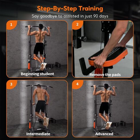 ONETWOFIT Power Tower Pull Up Bar Station, Multi-Function Adjustable Height Foldable Dip Station for Home Gym Workout, Heavy Duty Strength Training Fitness Equipment, Pull Up Stand 400LBS in Saudi Arabia