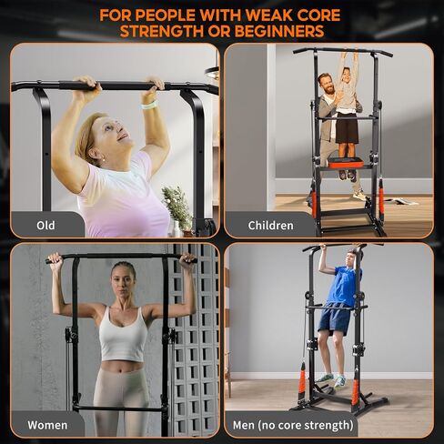 ONETWOFIT Power Tower Pull Up Bar Station, Multi-Function Adjustable Height Foldable Dip Station for Home Gym Workout, Heavy Duty Strength Training Fitness Equipment, Pull Up Stand 400LBS in Saudi Arabia