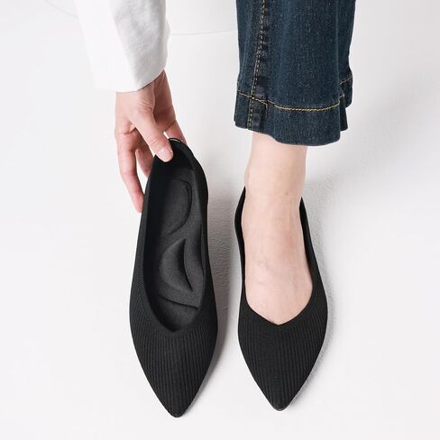 CELNEPHO Flats for Women Pointed Toe Ballet Flats Slip On Comfy Arch Support Knit Flats for Women Mary Jane Flats Washable Casual Dressy Shoes Work Flats Office Shoes in Saudi Arabia