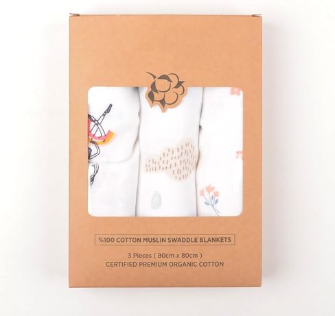 Muslin Baby Swaddling 3 Pack Set -%100 Cotton Baby Muslin Diaper, 31.5"x 31.5" (Baby Girl) in Saudi Arabia