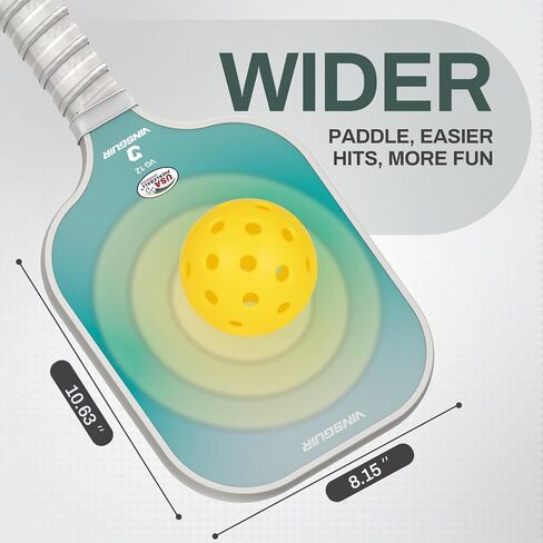 VINSGUIR Pickleball Paddle Set of 2, USAPA Approved Lightweight Fiberglass Rackets with Honeycomb Core, 4 Pickleballs & Carrying Bag, Ideal for Beginners & Gift in Saudi Arabia