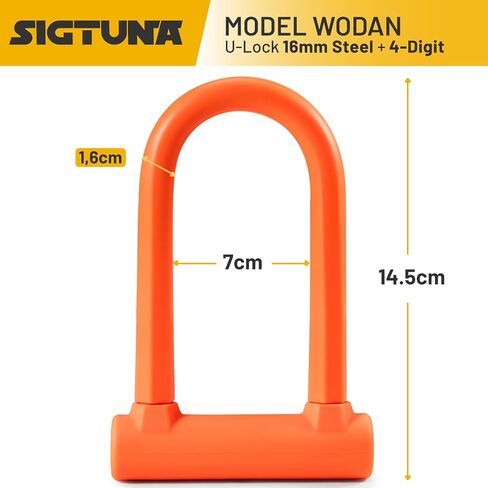 Sigtuna Bike U Lock Combination, U Bike Lock Combination Heavy Duty Anti Theft, U Bike Lock with 18mm Shackle, Bicycle Lock with Sturdy Mounting Bracket for Bicycle, E-Bike, Scooter, Outdoor Equipment in Saudi Arabia