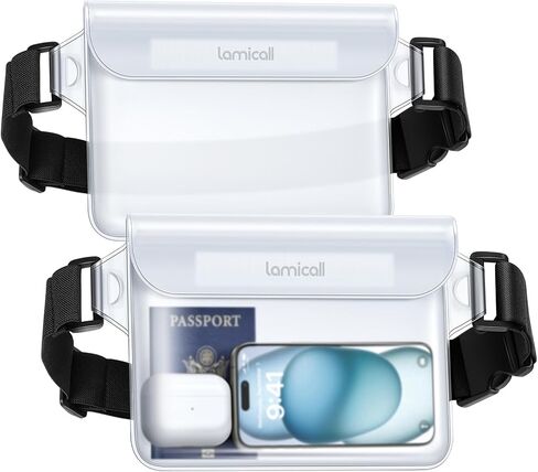Lamicall [2Pack] Waterproof Fanny Packs, Dry Bag Pouch - [Elastic Waist Strap] Phone Waterproof Waist Pouch Dry Bag, Beach, Kayaking, Swimming, Boat Essentials, 8.7" for iPhone 16 15 14 13 Pro Max in Saudi Arabia