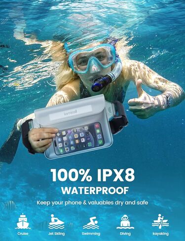 Lamicall [2Pack] Waterproof Fanny Packs, Dry Bag Pouch - [Elastic Waist Strap] Phone Waterproof Waist Pouch Dry Bag, Beach, Kayaking, Swimming, Boat Essentials, 8.7" for iPhone 16 15 14 13 Pro Max in Saudi Arabia