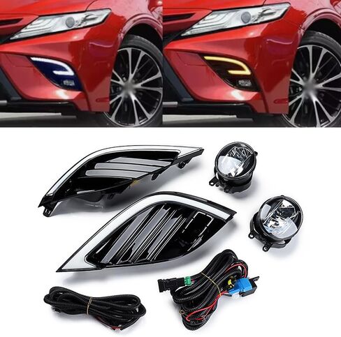 Astra Depot Car Light Fog Lights Daytime Running Lights LED Light w/Wiring Harness Compatible with Toyota Camry XSE SE 2018 2019 in Kuwait