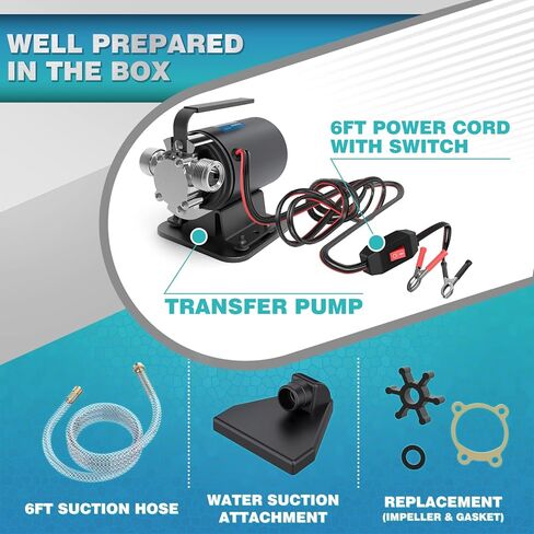 Acquaer Portable Electric Utility Water Transfer Pump 115V 1/10 HP with Suction Hose Kit, Low Suction Water Removal for Water Beds, Pools, Rain Barrel, Aquariums in Saudi Arabia