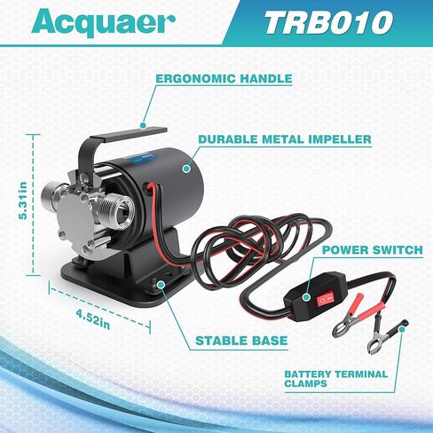 Acquaer Portable Electric Utility Water Transfer Pump 115V 1/10 HP with Suction Hose Kit, Low Suction Water Removal for Water Beds, Pools, Rain Barrel, Aquariums in Saudi Arabia