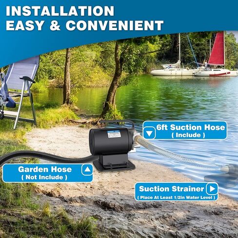 Acquaer Portable Electric Utility Water Transfer Pump 115V 1/10 HP with Suction Hose Kit, Low Suction Water Removal for Water Beds, Pools, Rain Barrel, Aquariums in Saudi Arabia