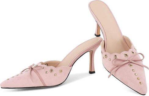 SaraIris Women's Black Mules Heels Pointed Toe Studded Slingback High Heel in Saudi Arabia