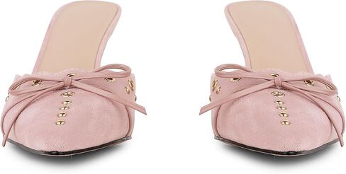 SaraIris Women's Black Mules Heels Pointed Toe Studded Slingback High Heel in Saudi Arabia