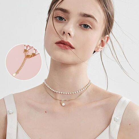 Beebeecraft 20Pcs Necklace Extenders 18K Gold Plated 53mm Extender Chain End Chains with Lobster Claw Clasps and Heart Chain Tabs for Jewelry Making in Saudi Arabia