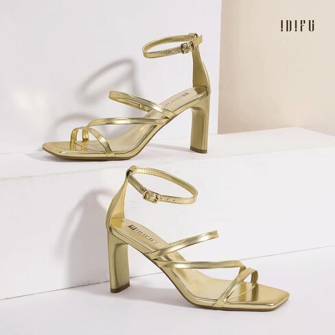 IDIFU IN3 Strappy Heels for Women Low Chunky Block Square Open Toe Heeled Sandals Wedding Bridal Bride Prom Party Dress Shoes Comfortable Dressy Formal Cute Ankle Strap Thick Heels in Saudi Arabia