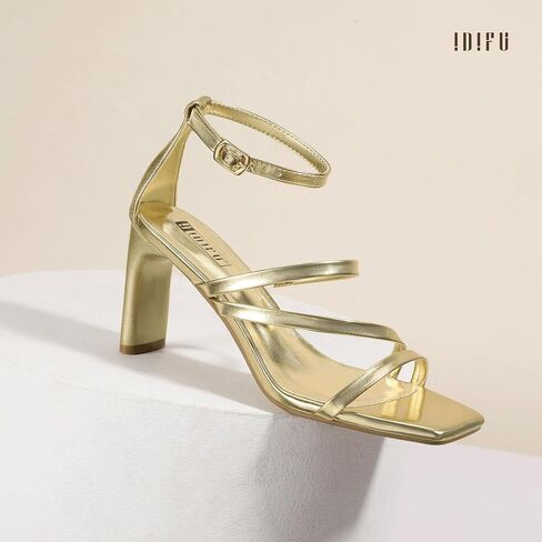 IDIFU IN3 Strappy Heels for Women Low Chunky Block Square Open Toe Heeled Sandals Wedding Bridal Bride Prom Party Dress Shoes Comfortable Dressy Formal Cute Ankle Strap Thick Heels in Saudi Arabia