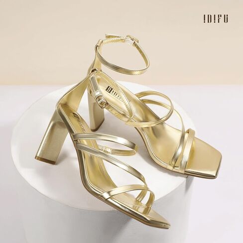 IDIFU IN3 Strappy Heels for Women Low Chunky Block Square Open Toe Heeled Sandals Wedding Bridal Bride Prom Party Dress Shoes Comfortable Dressy Formal Cute Ankle Strap Thick Heels in Saudi Arabia
