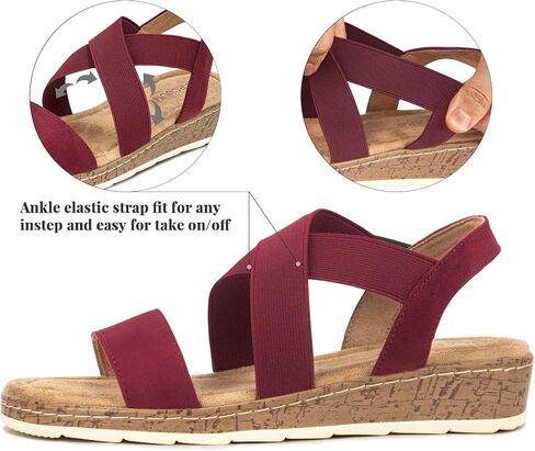 Carcuume Women's Suede Flat Sandals Elastic Slingback Slip-On with Cushioned Wedge Sole for Walking, Beach Weddings,VJAMIE-000 in Saudi Arabia