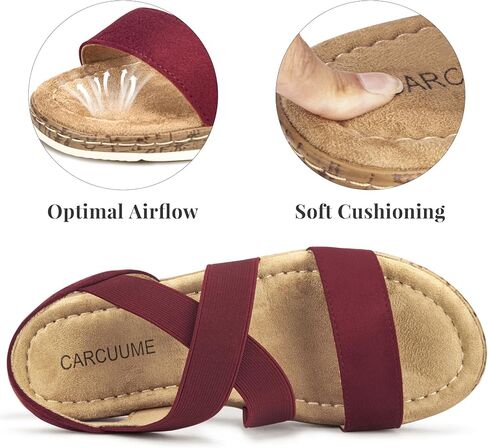 Carcuume Women's Suede Flat Sandals Elastic Slingback Slip-On with Cushioned Wedge Sole for Walking, Beach Weddings,VJAMIE-000 in Saudi Arabia