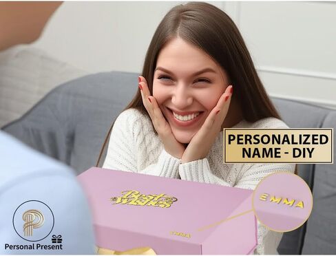 Large Luxury Pink Gift Box Set (3-Pack, 12x9x6") - Instant Golden Name Personalization Kit - Magnetic Lid, Bag & Ribbon - "Best Wishes" Gift Box for Presents – Perfect for Weddings, Birthdays, Anniversaries & Special Occasions in Kuwait
