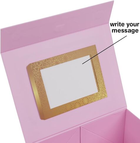 Large Luxury Pink Gift Box Set (3-Pack, 12x9x6") - Instant Golden Name Personalization Kit - Magnetic Lid, Bag & Ribbon - "Best Wishes" Gift Box for Presents – Perfect for Weddings, Birthdays, Anniversaries & Special Occasions in Kuwait