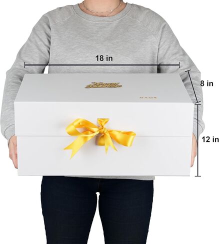 Large Luxury Pink Gift Box Set (3-Pack, 12x9x6") - Instant Golden Name Personalization Kit - Magnetic Lid, Bag & Ribbon - "Best Wishes" Gift Box for Presents – Perfect for Weddings, Birthdays, Anniversaries & Special Occasions in Kuwait