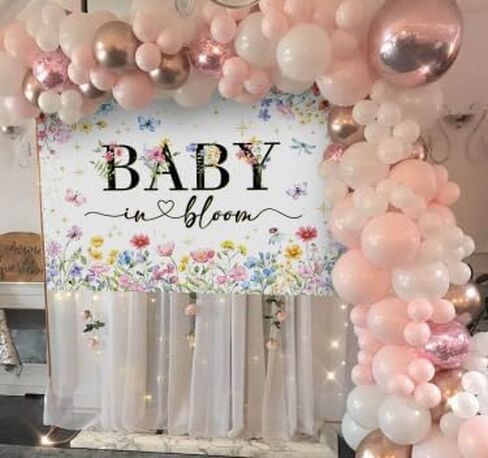 Mocsicka Wildflower Backdrop Baby in Bloom Floral Baby Shower Decorations Girls Butterfly Golden A Proilflower Little على الطريق لافتة لافتة للاستحمام الطفل in Kuwait