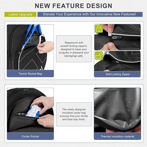 حقيبة ظهر للتنس للرجال والنساء، سعة كبيرة تحمل مضاربين مع حجرة أحذية جيدة التهوية وجيب معزول in Kuwait