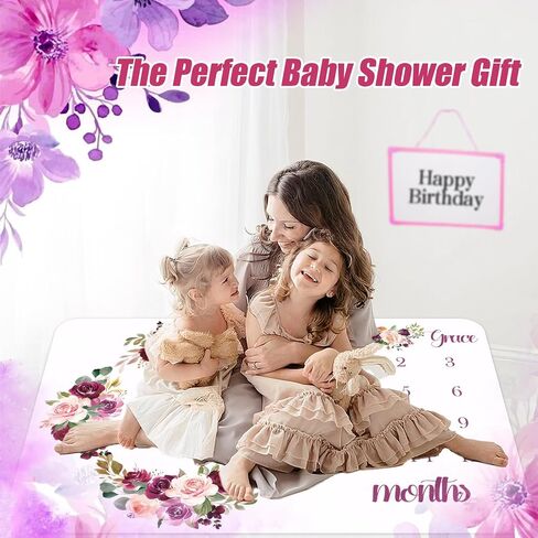 Baby Milestone Blanket: Includes Growth Blanket, Photo Assist Frame, Saliva Towel, Erasable Writing Pad, Headband in Kuwait