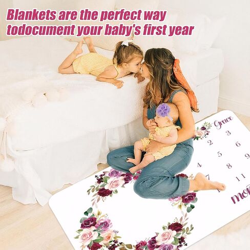 Baby Milestone Blanket: Includes Growth Blanket, Photo Assist Frame, Saliva Towel, Erasable Writing Pad, Headband in Kuwait