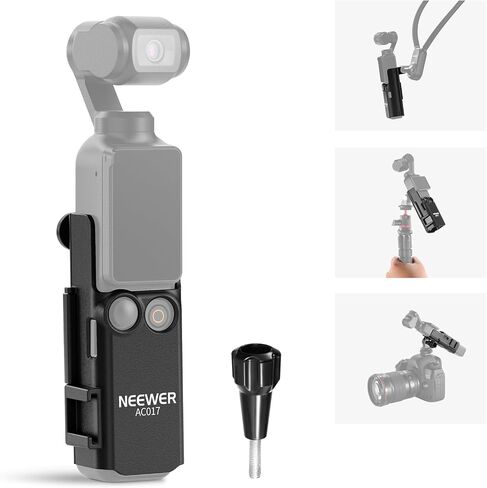 NEEWER Basics Pocket 3 Extension Mount Adapter Compatible with DJI Osmo Pocket 3 Accessories, Protective Cage Bracket Mic Holder Clamp Stand with Cold Shoe for Tripod Vlog Video Recording, AC017 in Saudi Arabia