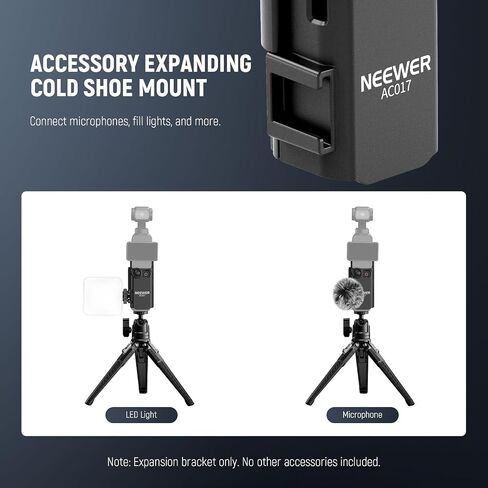 NEEWER Basics Pocket 3 Extension Mount Adapter Compatible with DJI Osmo Pocket 3 Accessories, Protective Cage Bracket Mic Holder Clamp Stand with Cold Shoe for Tripod Vlog Video Recording, AC017 in Saudi Arabia