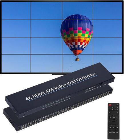 وحدة تحكم حائط الفيديو، معالج حائط تلفزيون 4K 2X2 مع مدخل HDMI+DVI+RS232، يدعم دوران 180 درجة، 4 مخرج HDMI يدعم خياطة الصور 1x2 1x3 1x4 4x1 إلخ (أزرق) in Kuwait