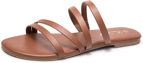 EOZLINK Women's Strappy Flat Sandals Strap Slides Sandals Open Toe Slipper Trendy Dressy Summer Shoes in Saudi Arabia