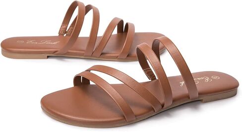 EOZLINK Women's Strappy Flat Sandals Strap Slides Sandals Open Toe Slipper Trendy Dressy Summer Shoes in Saudi Arabia