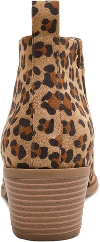 Booties for Women Stacked Chunky Heel Ankle Boots Slip on Western Low Heel Chelsea Boots in Saudi Arabia