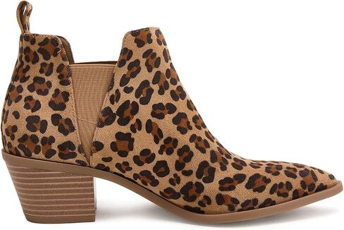 Booties for Women Stacked Chunky Heel Ankle Boots Slip on Western Low Heel Chelsea Boots in Saudi Arabia