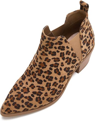 Booties for Women Stacked Chunky Heel Ankle Boots Slip on Western Low Heel Chelsea Boots in Saudi Arabia