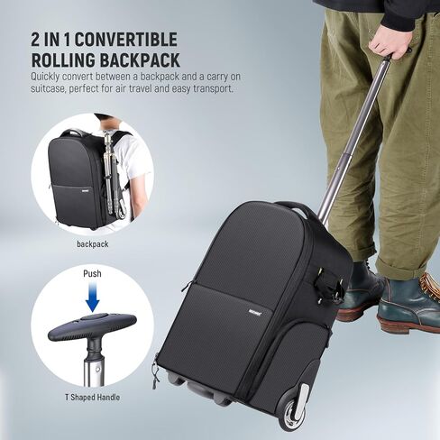 Neewer 2-in-1 Rolling Camera Backpack Trolley Case - Anti-Shock Detachable Padded Compartment in Saudi Arabia