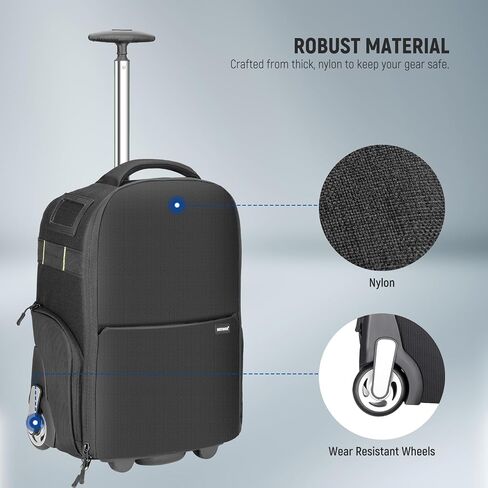 Neewer 2-in-1 Rolling Camera Backpack Trolley Case - Anti-Shock Detachable Padded Compartment in Saudi Arabia