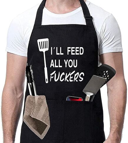 Rosoz Funny BBQ BLACK CHEF MAPRONS للرجال ، والأشياء الساخنة القادمة ، مآزر طبخ المطبخ القابلة للتعديل مع جيب مقاوم للزيت عيد الحب عيد الحب/عيد ميلاد in Saudi Arabia