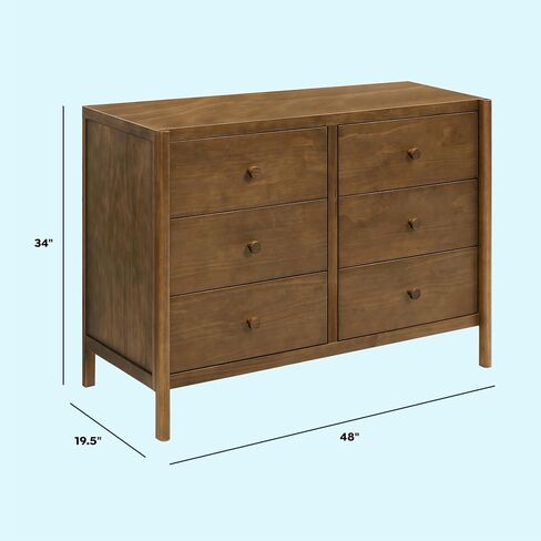 Davinci Birdie 6-Drawer Dresser with 9+ inch Drawer Extension in Walnut, GREENGUARD Gold Certified | TSCA-Compliant, GREENGUARD Gold Nursery Dresser w/ Spacious Drawers - Double Dresser for Kids w/ 9+ Inch Drawer Extension in Saudi Arabia